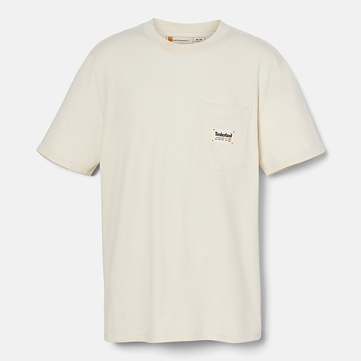 Katoenen T-shirt met borstzak voor heren in beige