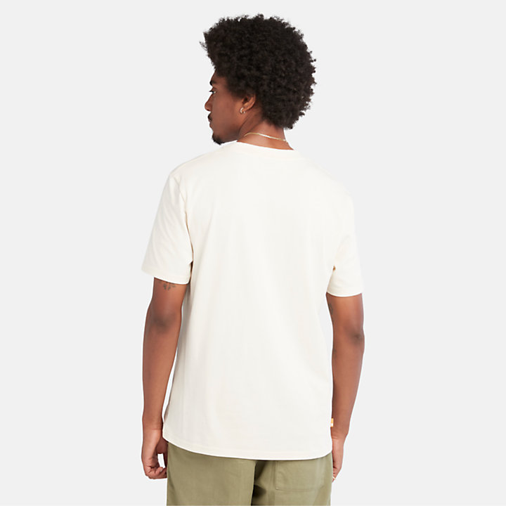 Camiseta de algodón con bolsillo para hombre en beis-