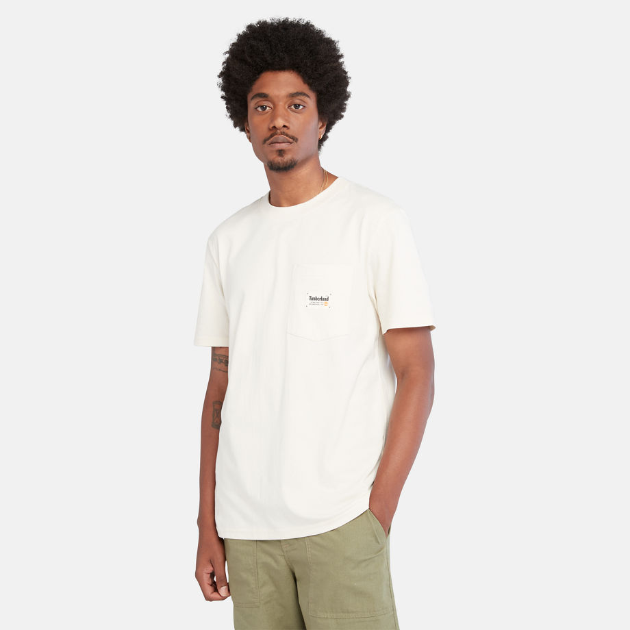 Timberland Cotton Pocket Tee For Men In Beige No Color, Size S