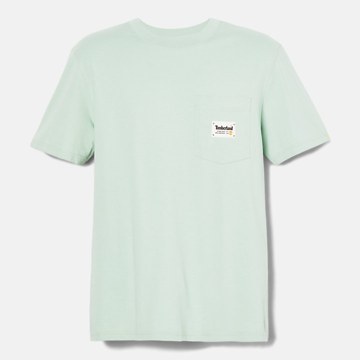 T-shirt à poche en coton pour homme en vert clair-
