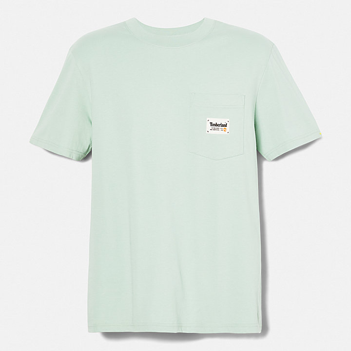 T-shirt em Algodão com Bolso para Homem em verde-claro