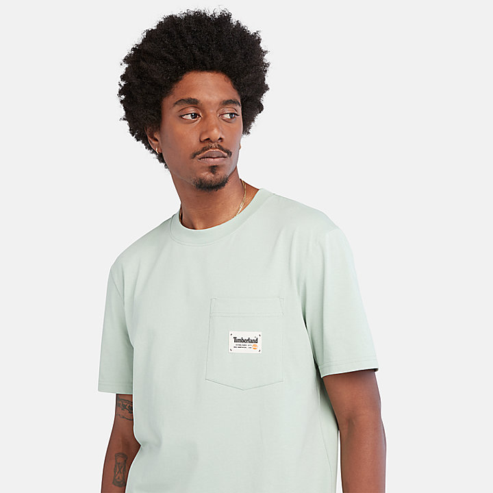 T-shirt à poche en coton pour homme en vert clair