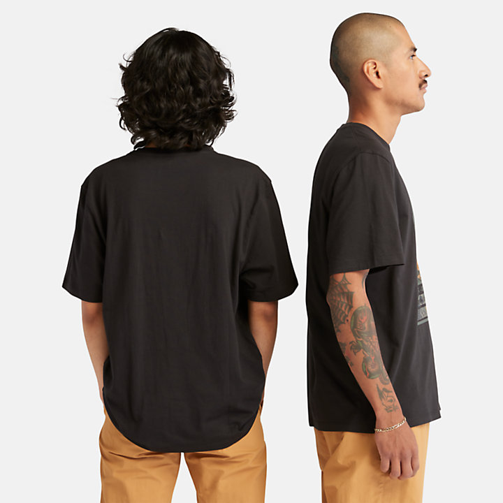 T-shirt com Logótipo Estampado Sem Género em preto-