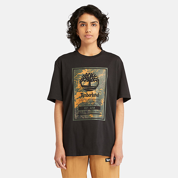 T-shirt com Logótipo Estampado Sem Género em preto
