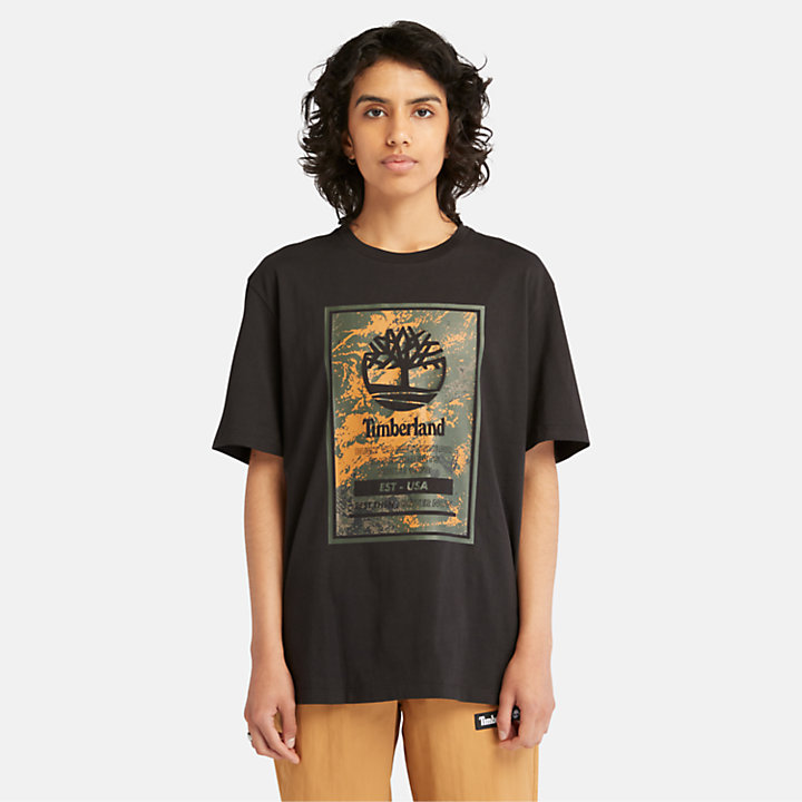T-shirt com Logótipo Estampado Sem Género em preto-