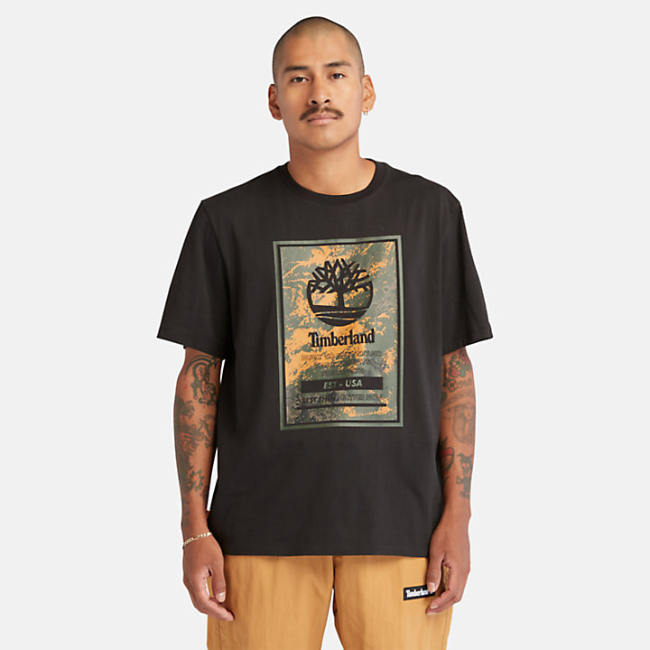 T-shirt à logo imprimé pour homme en noir-