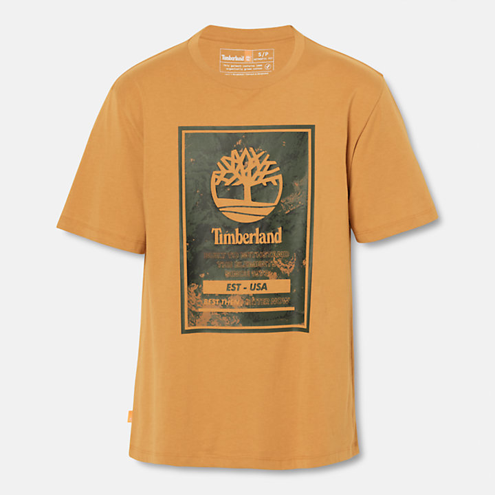 Camiseta con logotipo estampado para hombre en naranja-