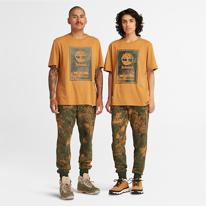 T-shirt com Logótipo Estampado Sem Género em laranja-
