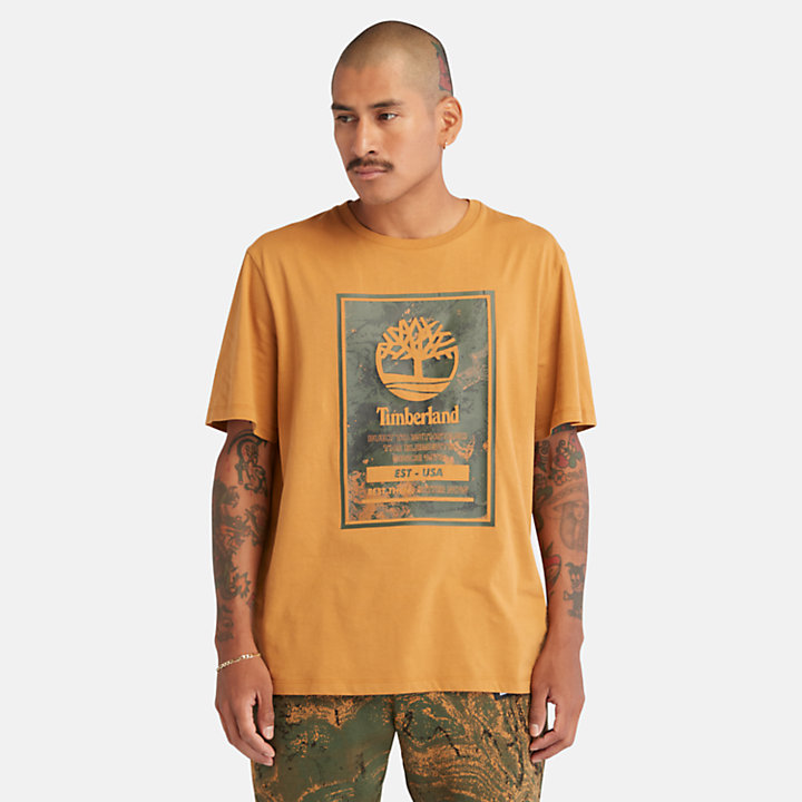 Camiseta con logotipo estampado para hombre en naranja-