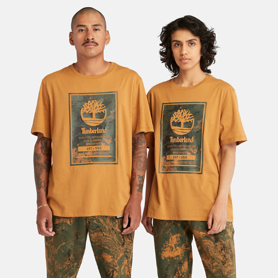 Uniseks T-shirt met logoprint in oranje | Timberland