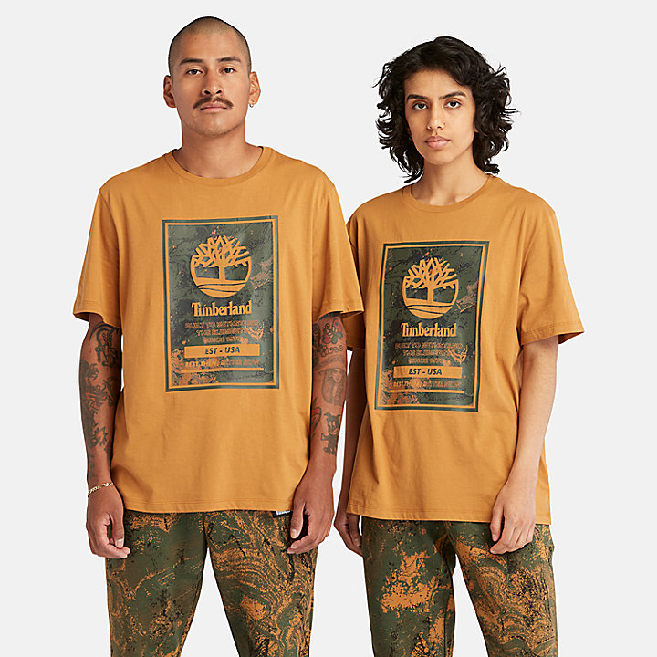 T-shirt à logo imprimé unisexe en orange