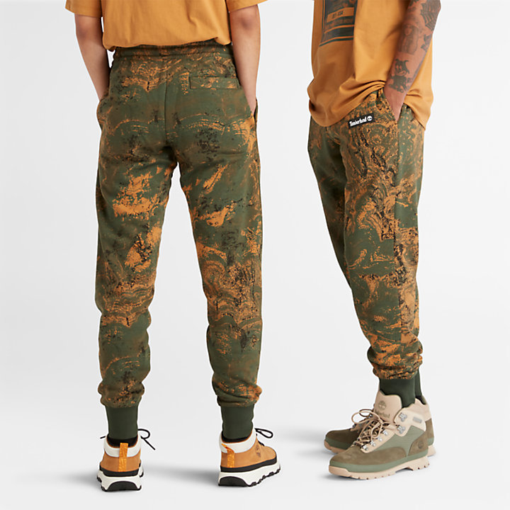 Pantalon de survêtement unisexe en vert/imprimé orange-