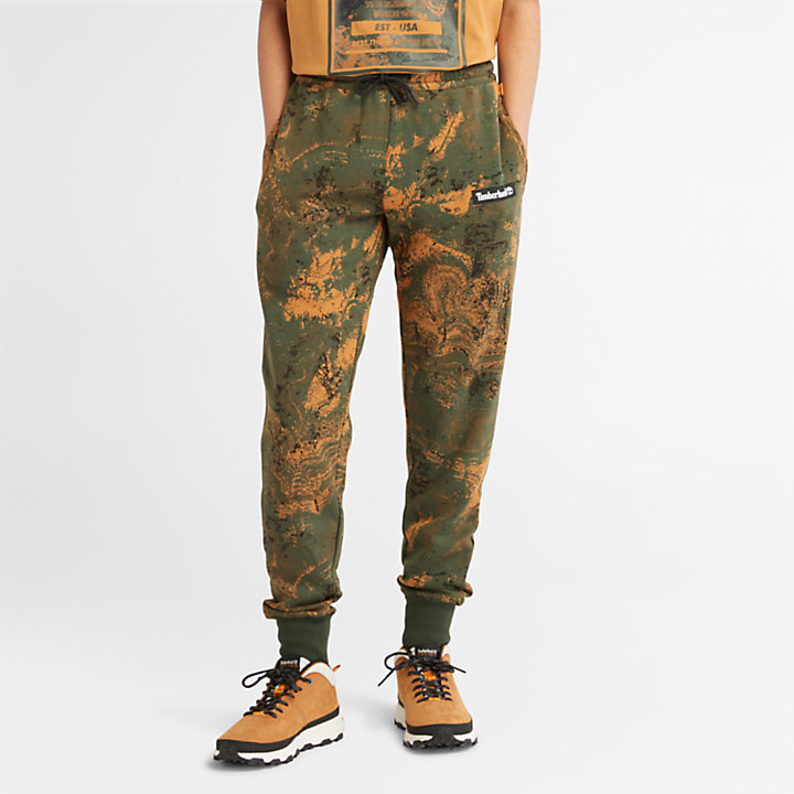 Pantalon de survêtement unisexe en vert/imprimé orange-