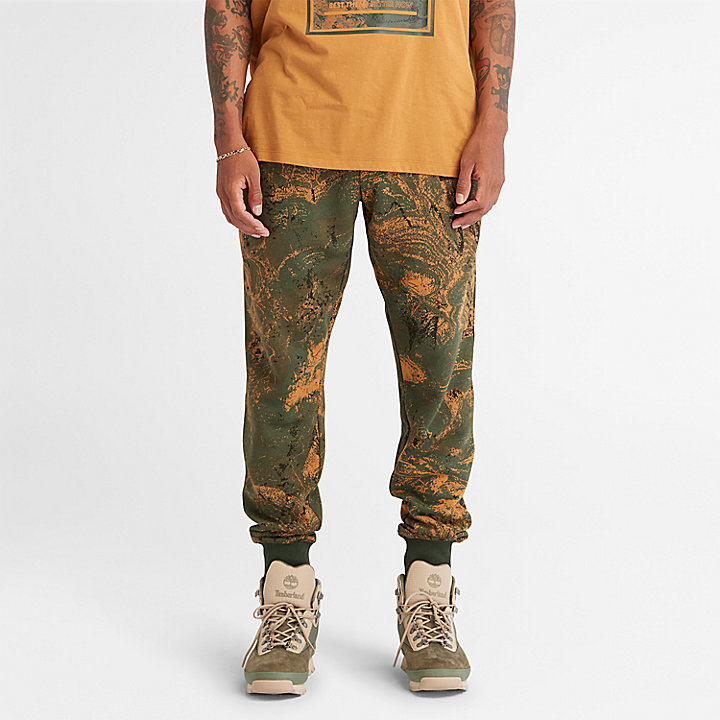 Pantalon de survêtement unisexe en vert/imprimé orange