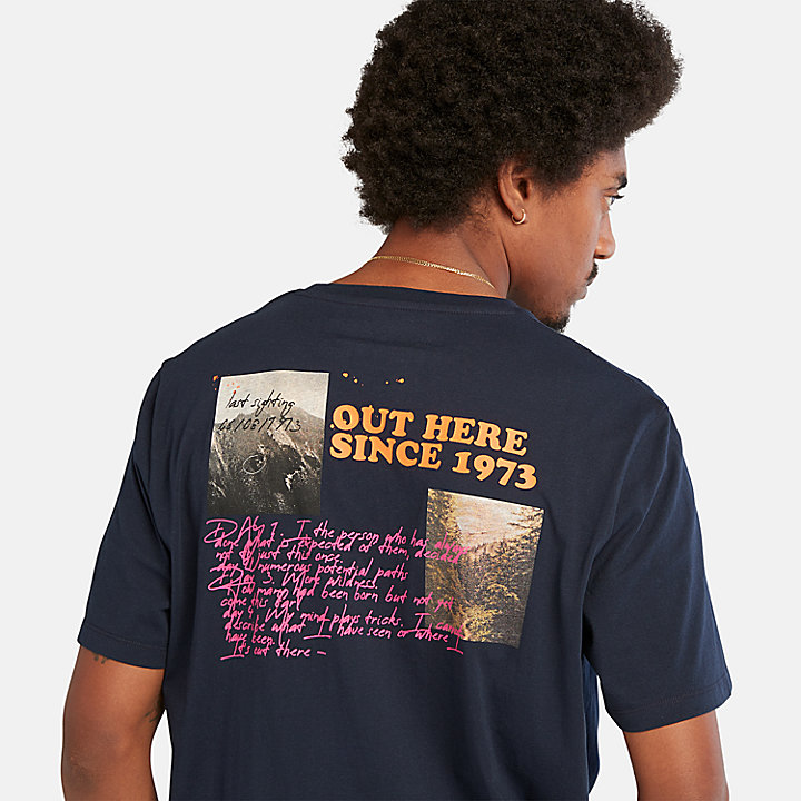 Camiseta con diseño gráfico vintage de senderismo para hombre en azul marino