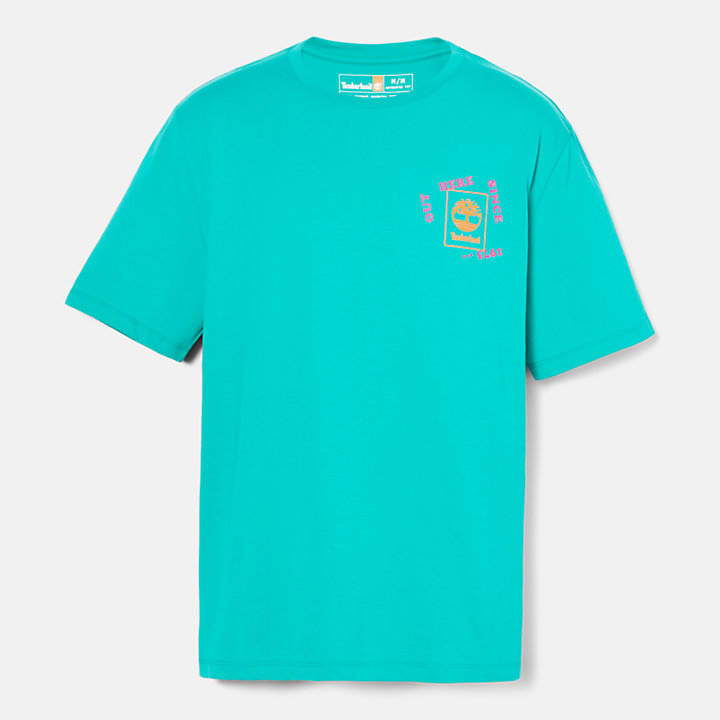 Wandel-T-shirt met vintage print voor heren in groenblauw-