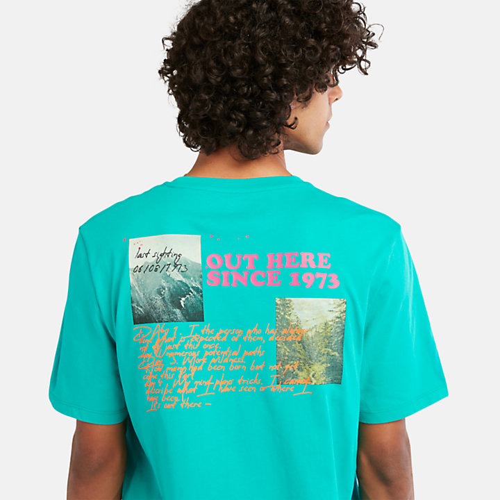T-shirt de randonnée à imprimé vintage pour homme en bleu sarcelle-
