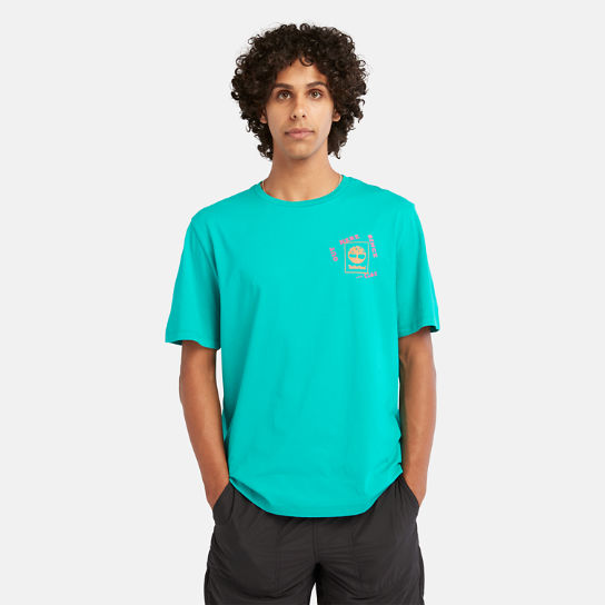T-shirt de randonnée à imprimé vintage pour homme en bleu sarcelle | Timberland