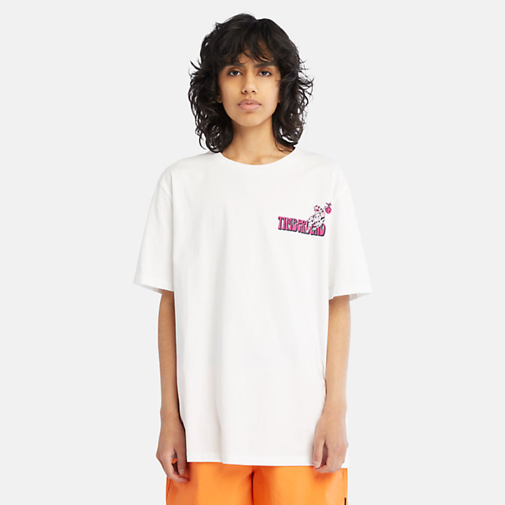 T-shirt High Up in the Mountain Graphic unisexe en blanc-
