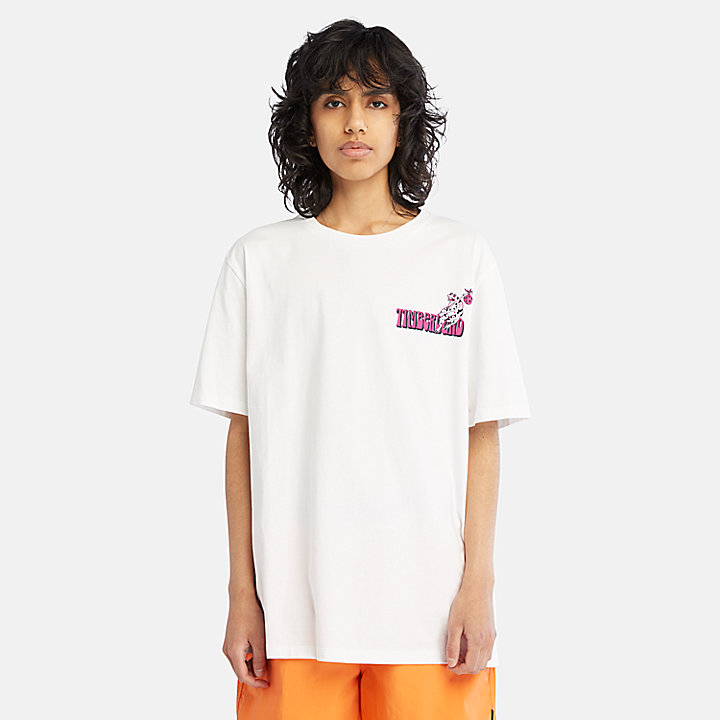 T-shirt High Up in the Mountain Graphic unisexe en blanc