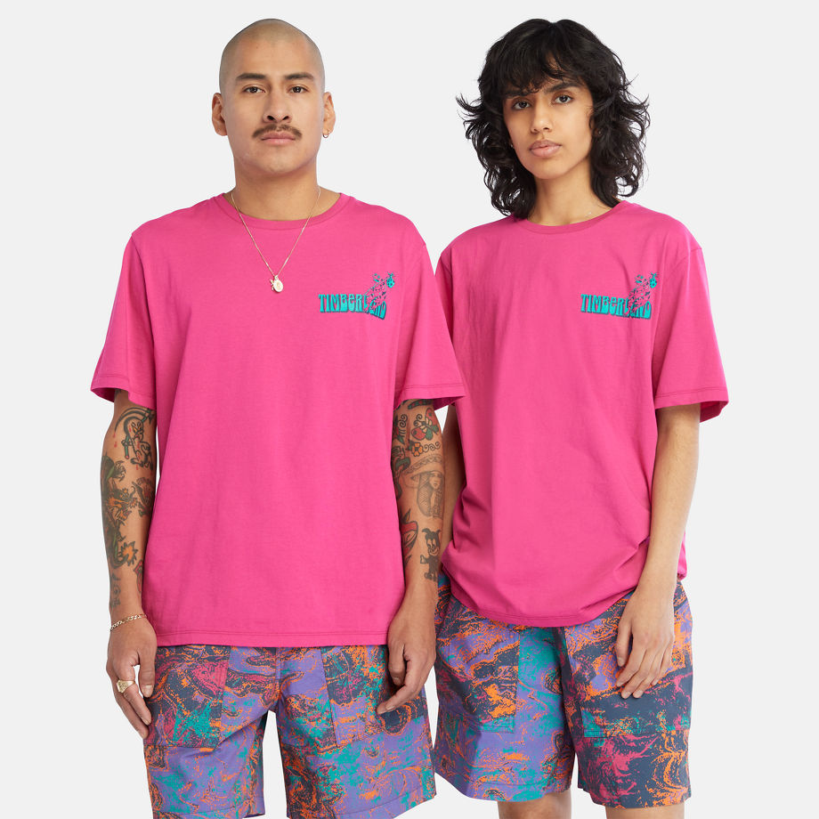 Timberland All Gender High Up In The Mountain Graphic Tee In Pink Pink Unisex