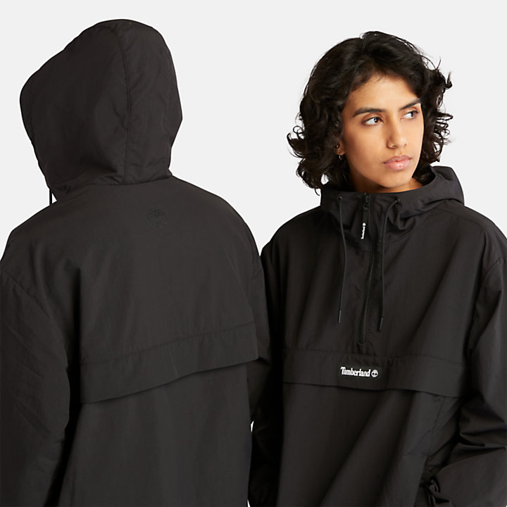All Gender Half-zip Windbreaker Jacket in Black-
