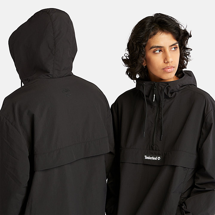 All Gender Half-zip Windbreaker Jacket in Black