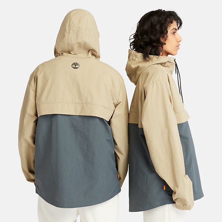 All Gender Half-zip Windbreaker Jacket in Beige-