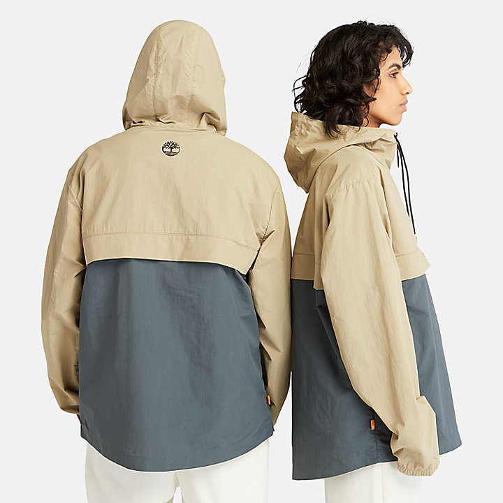 All Gender Half-zip Windbreaker Jacket in Beige