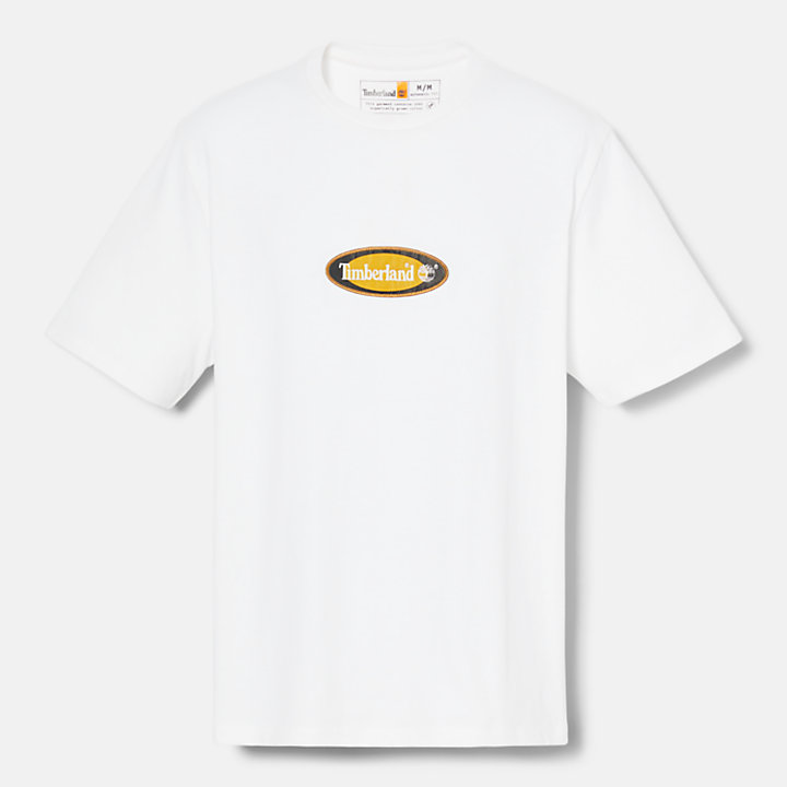Heavyweight T-Shirt mit ovalem Logo für Herren in Weiß-
