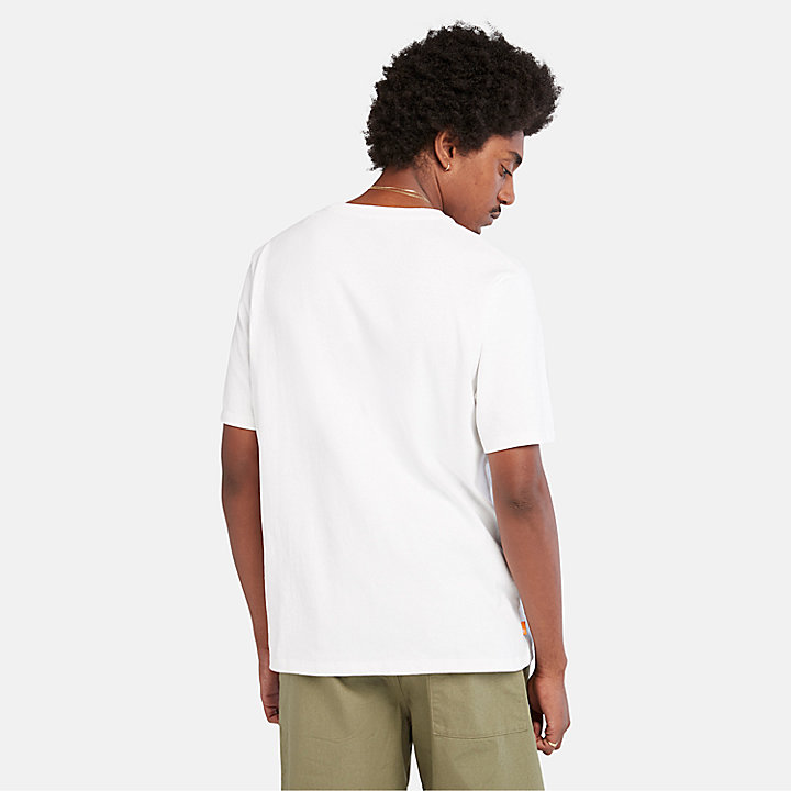 Camiseta de alto gramaje con logotipo ovalado para hombre en blanco