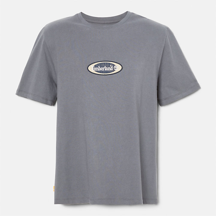T-shirt Pesante con Logo Ovale da Uomo in blu scuro-
