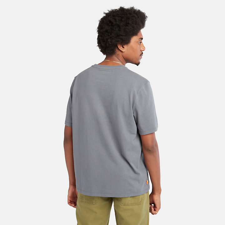 Camiseta de alto gramaje con logotipo ovalado para hombre en azul oscuro-
