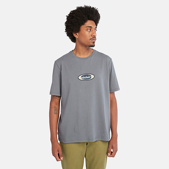 T-shirt Pesante con Logo Ovale da Uomo in blu scuro