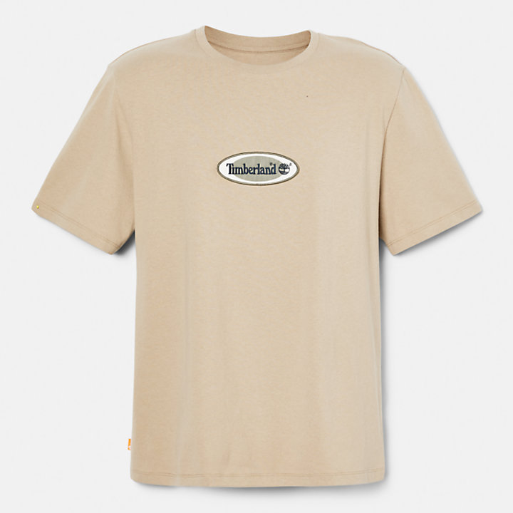 T-shirt épais à logo ovale pour homme en beige-