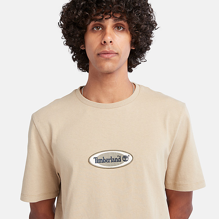 T-shirt épais à logo ovale pour homme en beige