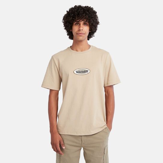 T-shirt épais à logo ovale pour homme en beige | Timberland