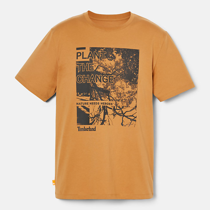Slogan Front Graphic T-shirt for Men in Dark Yellow-