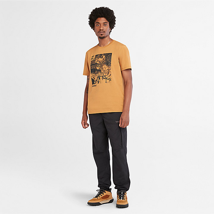 T-shirt con Grafica sul Davanti da Uomo in giallo scuro