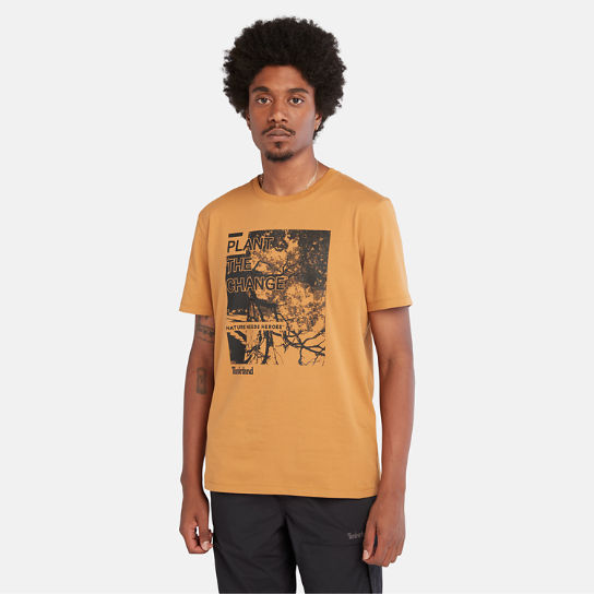 T-shirt à slogan et graphique sur le devant pour homme en jaune foncé | Timberland