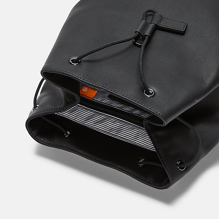Top-Flap Rucksack aus Leder für Damen in Schwarz