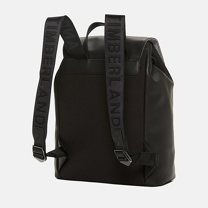 Leather Top-flap Backpack for Women in Black