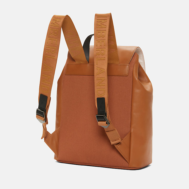 Leather Top-flap Backpack for Women in Brown-