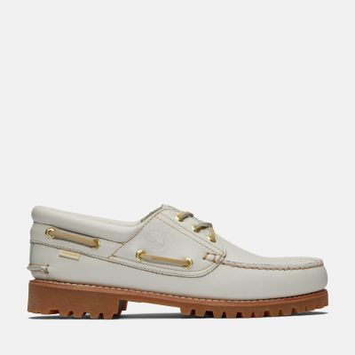 Timberland® x Aimé Leon Dore Authentics Three-Eye Boat Shoe for Men in White | Timberland
