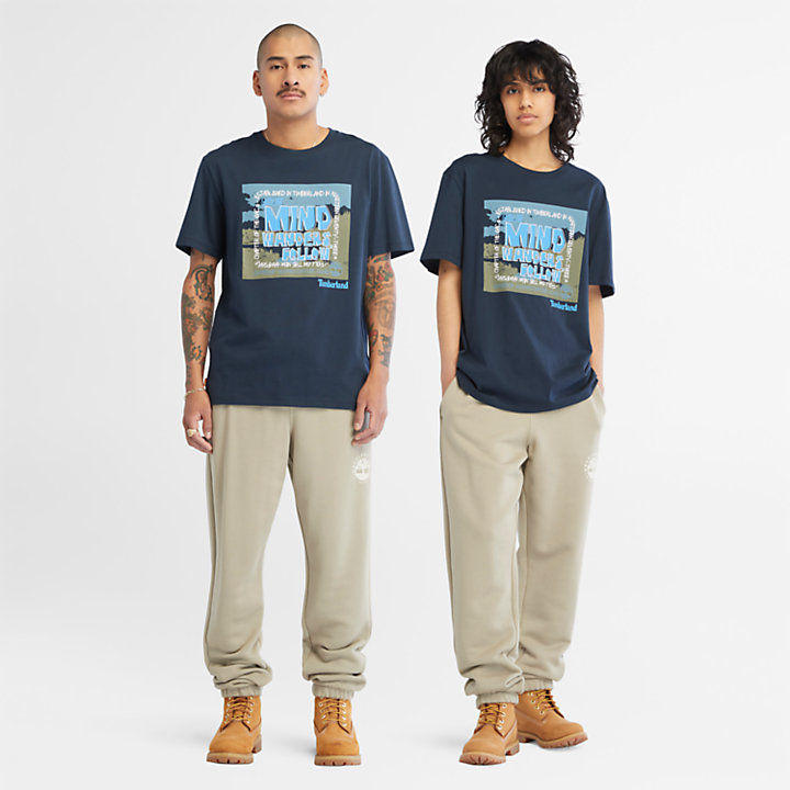 Uniseks Outdoor Graphic T-shirt in marineblauw-