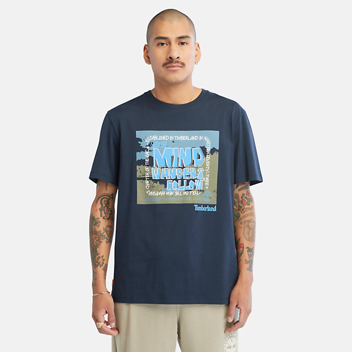 Outdoor Grafik-T-Shirt für Herren in Navyblau-