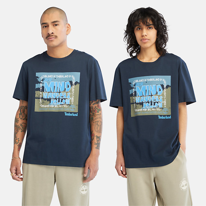 Outdoor Grafik-T-Shirt für Herren in Navyblau-