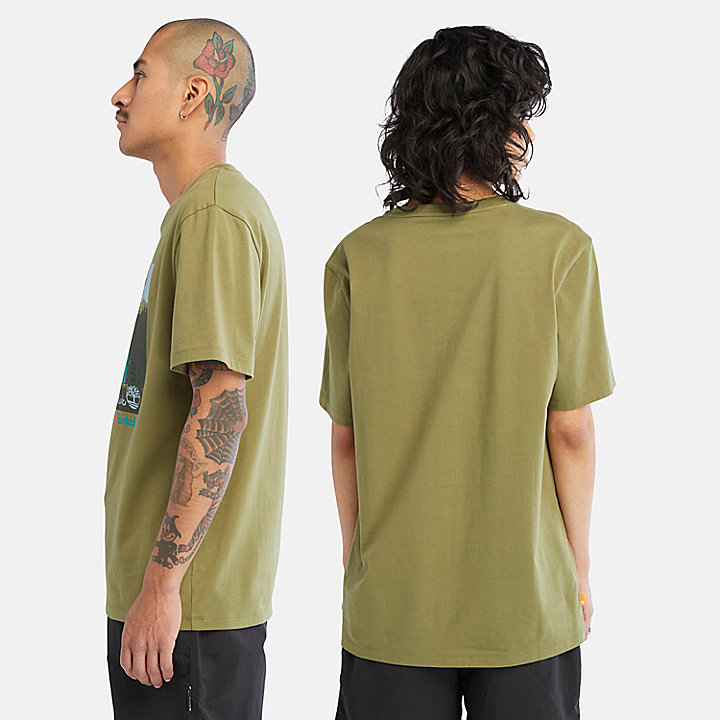 T-shirt Gráfica Outdoor Sem Género em verde-escuro