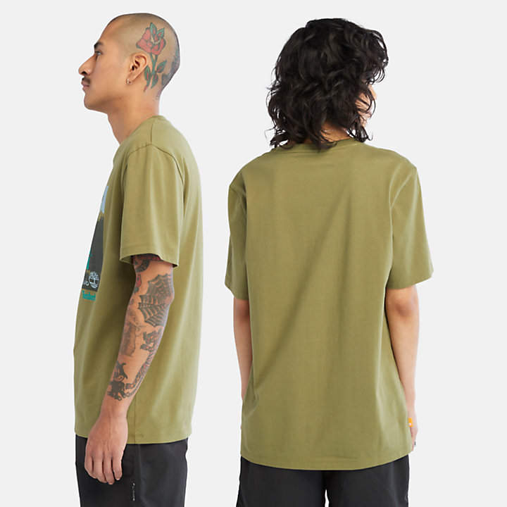 T-shirt Gráfica Outdoor Sem Género em verde-escuro-