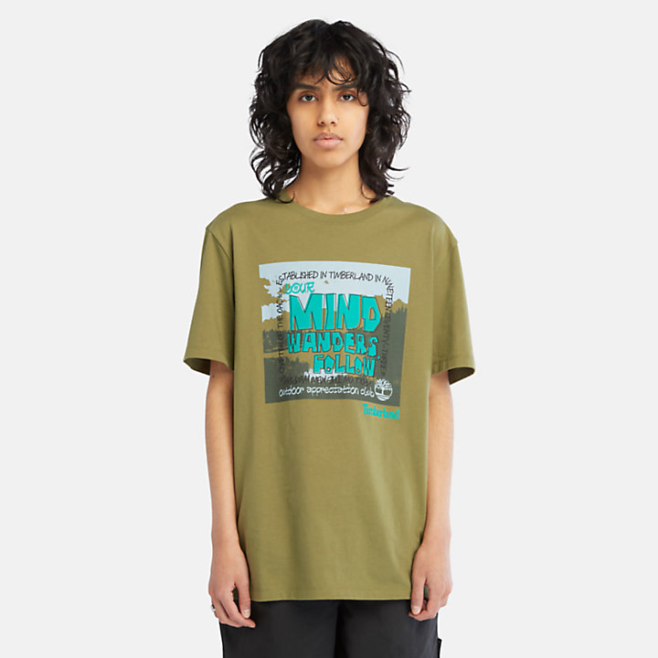 T-shirt con Grafica Outdoor da Uomo in verde scuro-